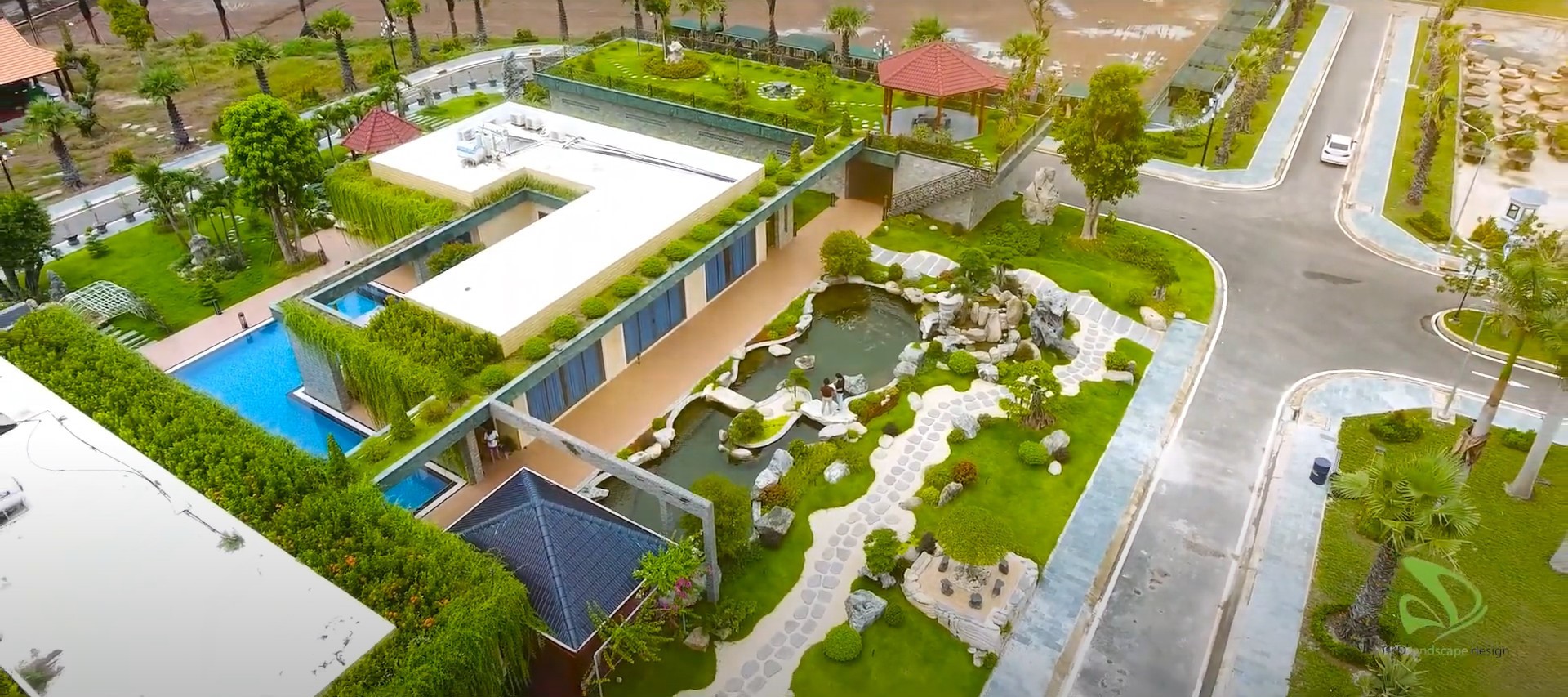 hồ cá koi sân vườn - biệt phủ ula farm
